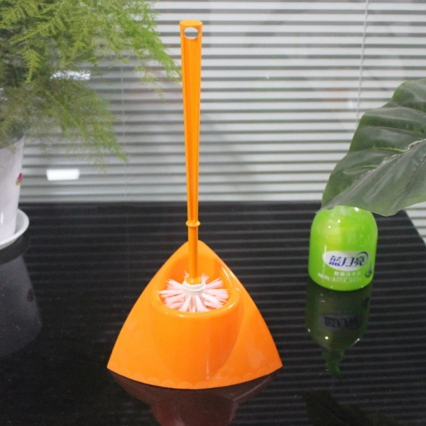 Clear Plastic Toilet Brush &amp; Holder Triangle Corner Design