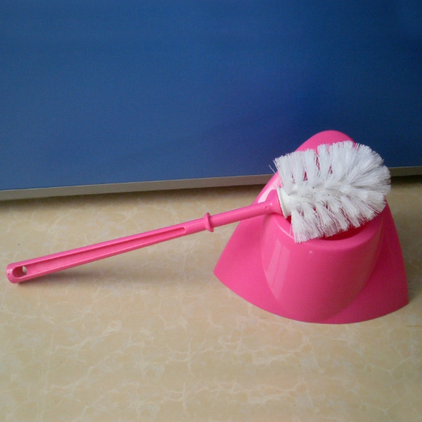 Clear Plastic Toilet Brush &amp; Holder Triangle Corner Design