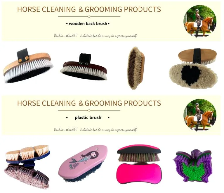 Custom Made Direct Manufacturer Horse Care Products Round Wood Horse Equipment Grooming Brush