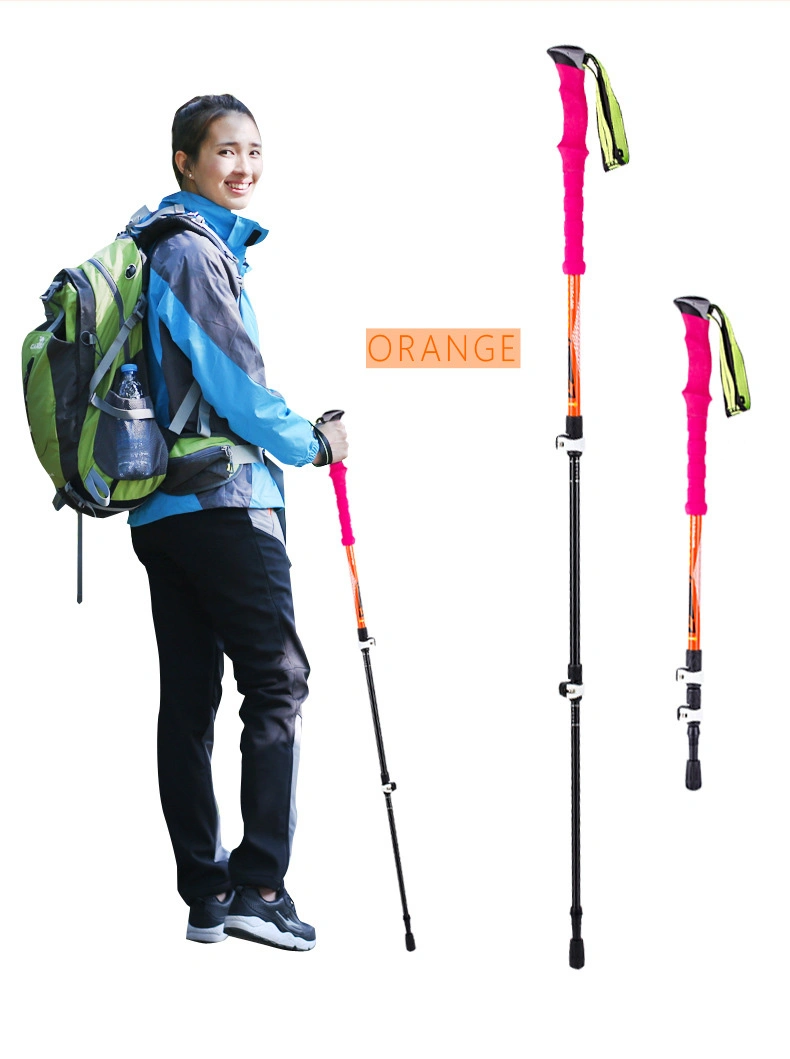 Outdoor Aluminium Alloy Walking Stick Plastic Grip EVA Handle Adjustable Hiking Trekking Pole