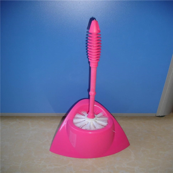 Clear Plastic Toilet Brush &amp; Holder Triangle Corner Design