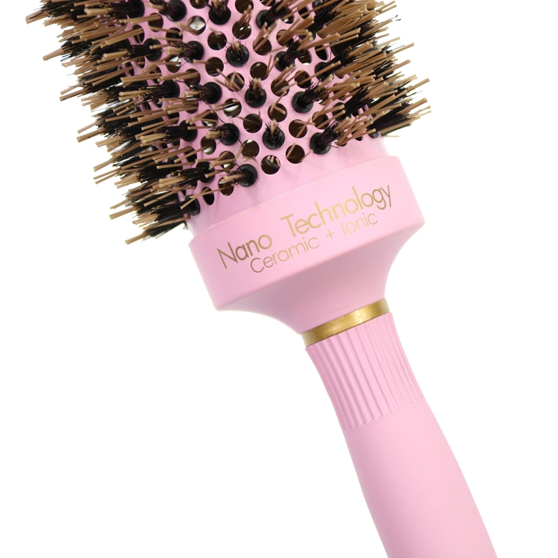 Ceramic Hair Brushes Manufacturers Boar Bristle Salon Styling Round Pink Hair Brush