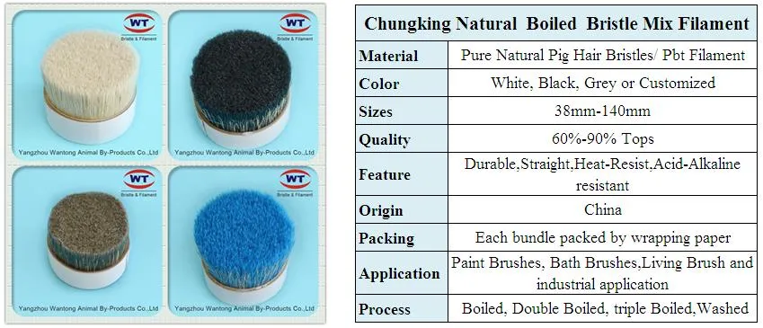 60% Tops Pure Natural High Quality Boiled Bristle Mixed Synthetic Monofilament for Brush Making