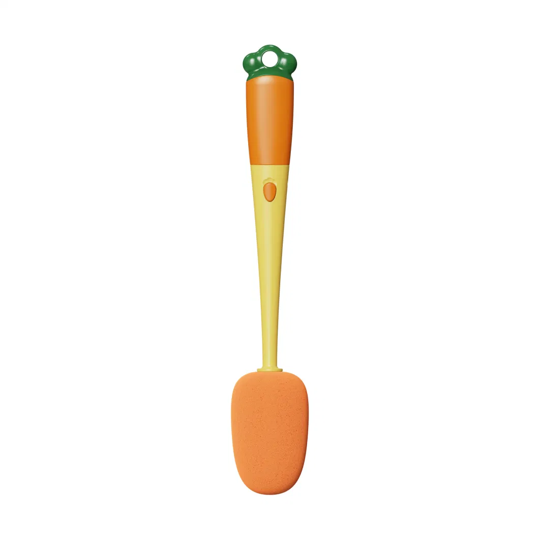 Multifunctional Cup Brush Carrot Shape 3-in-1 Long Handle Sponge Bottle Cleaner Mi22949