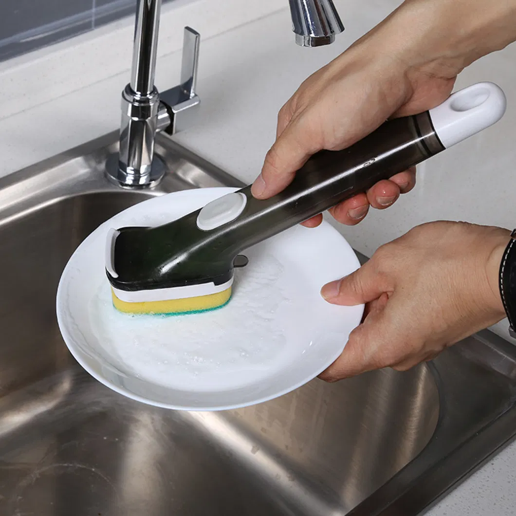 Scouring Pad Soap Dispensing Dish Brush with Replacement Head