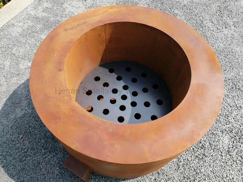 Round Wood Fireplace Corten Steel Fire Pits Garden Metal Fire Table