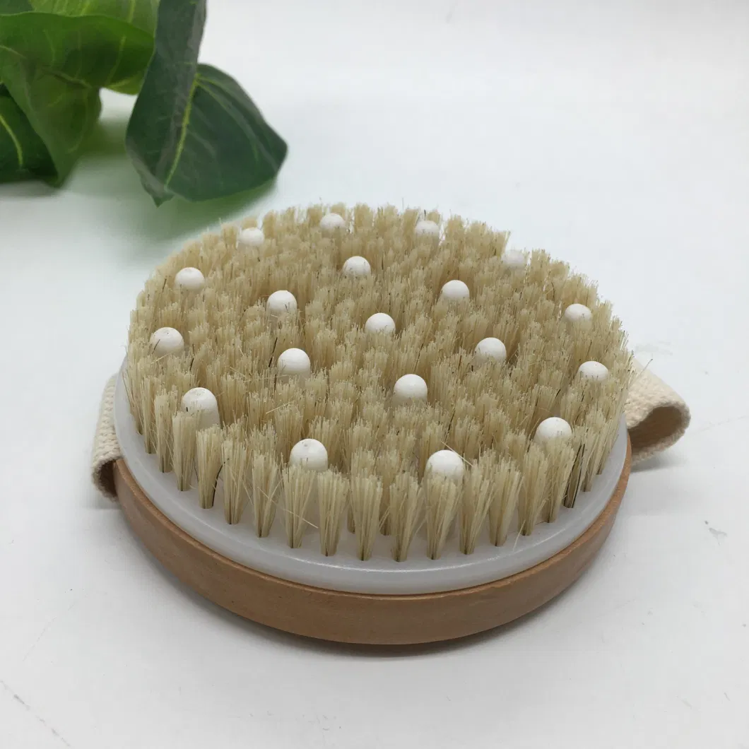 Wood Body Bath Shower Round Massage Brush