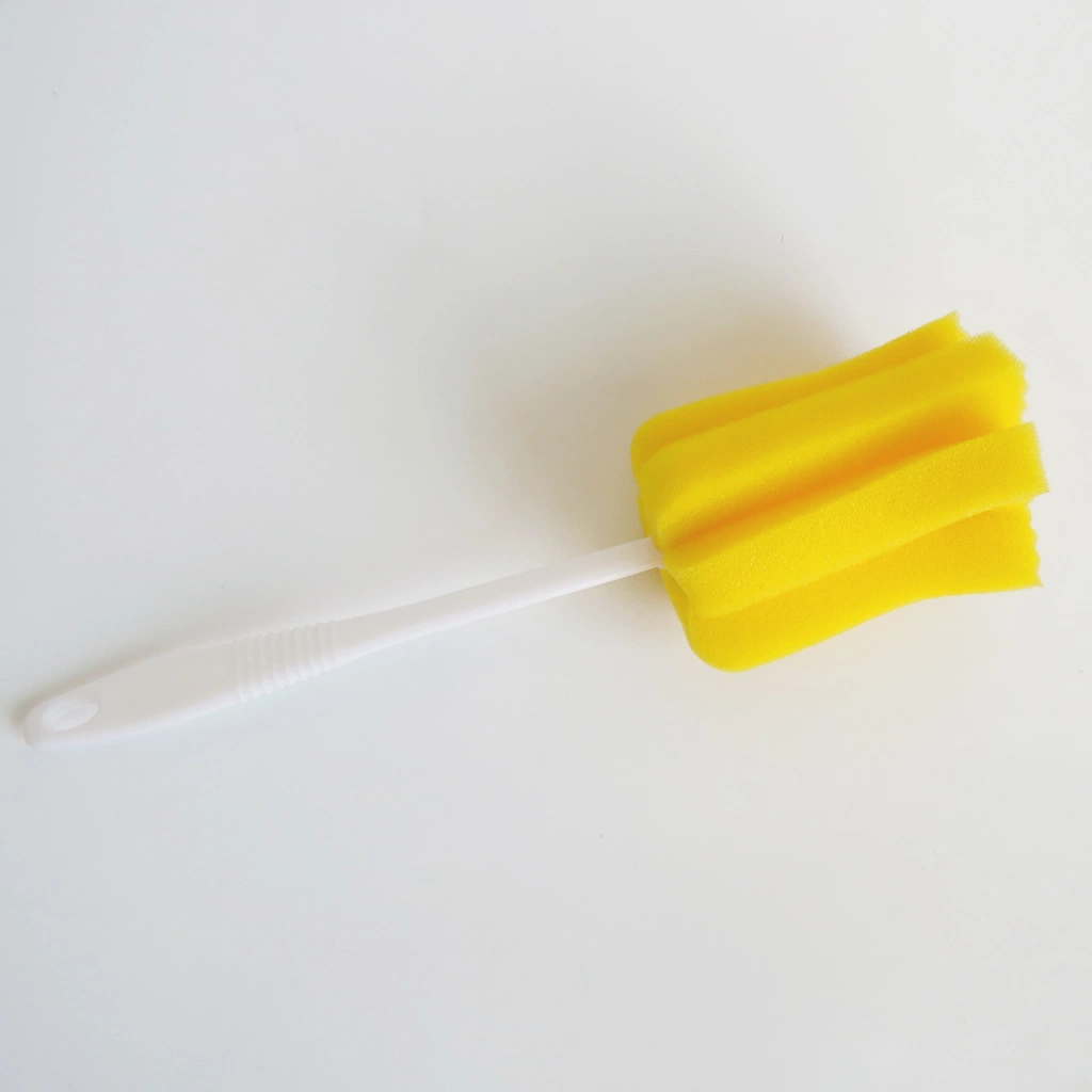 Yellow Sponge Head Long Handle Bottle Brush Cup Sponge Brush