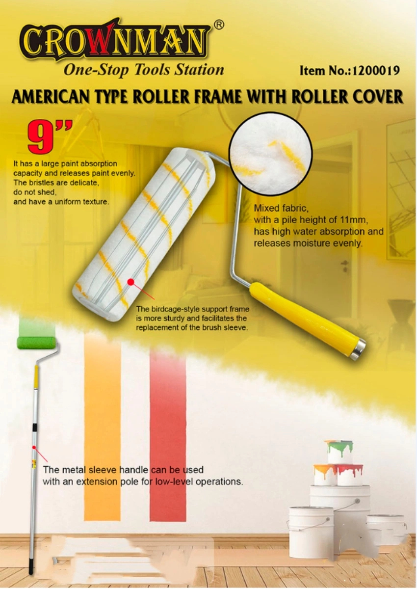 Crownman 9&quot; American Type Mixed Polyeser Roller Frame with Roller Cover