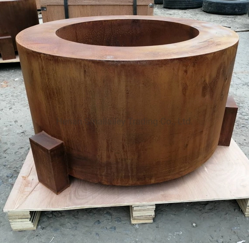 Round Steel Outdoor Fire Pits Garden Wood Burning Firepit Table in Corten