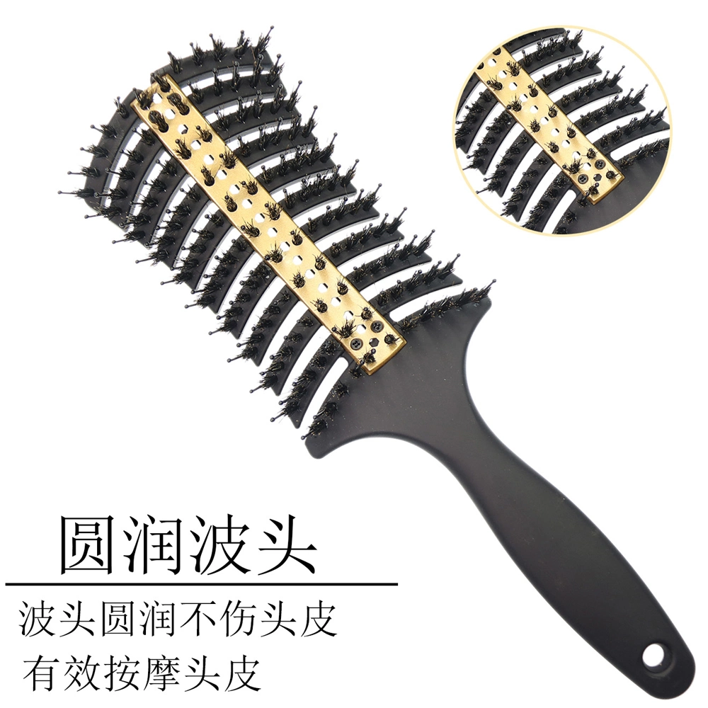 Custom Rubber Handle Synthetic Bristle Wet Hair Curved Vent Brush