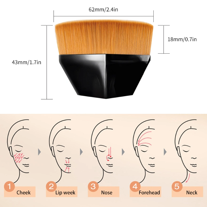 Flat Top Kabuki Foundation Brush Six Corners Facial Brush Body Brush for Blending Liquid Cream