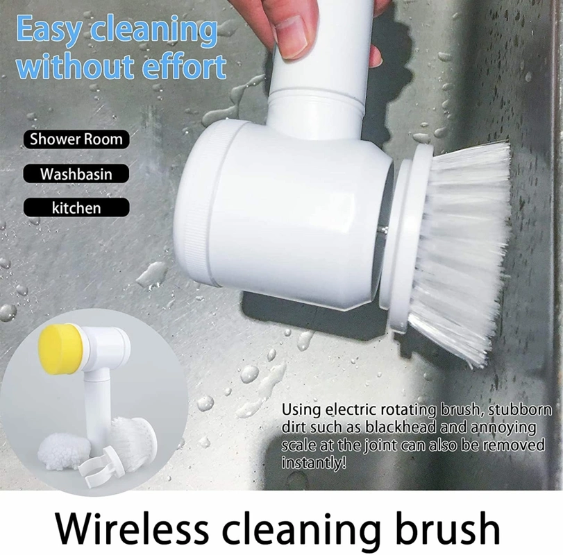 Rechargeable Kitchen Dishwashing Sink Cleaner Bathroom Bathtub Spin Scrubber Electric Cleaning Brush