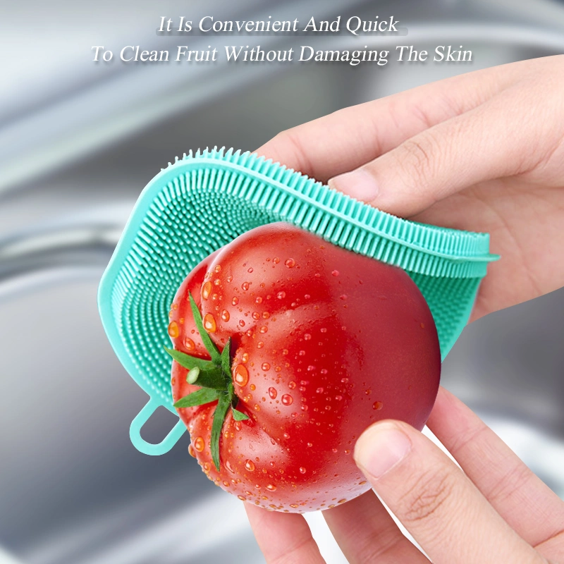 Multifunction Washable Dish Cleaning Brush Silicone Sponges Kitchen Scrub Brush for Dish Pot and Veggies Fruit