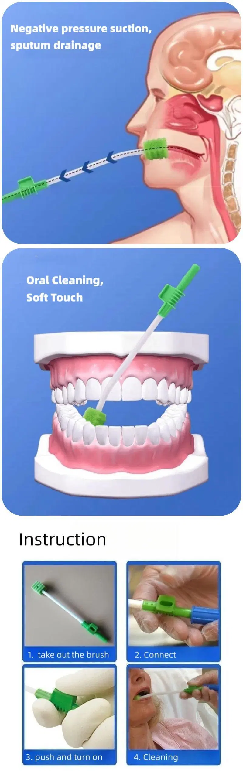 Disposable Suction Toothbrush for Medical Use