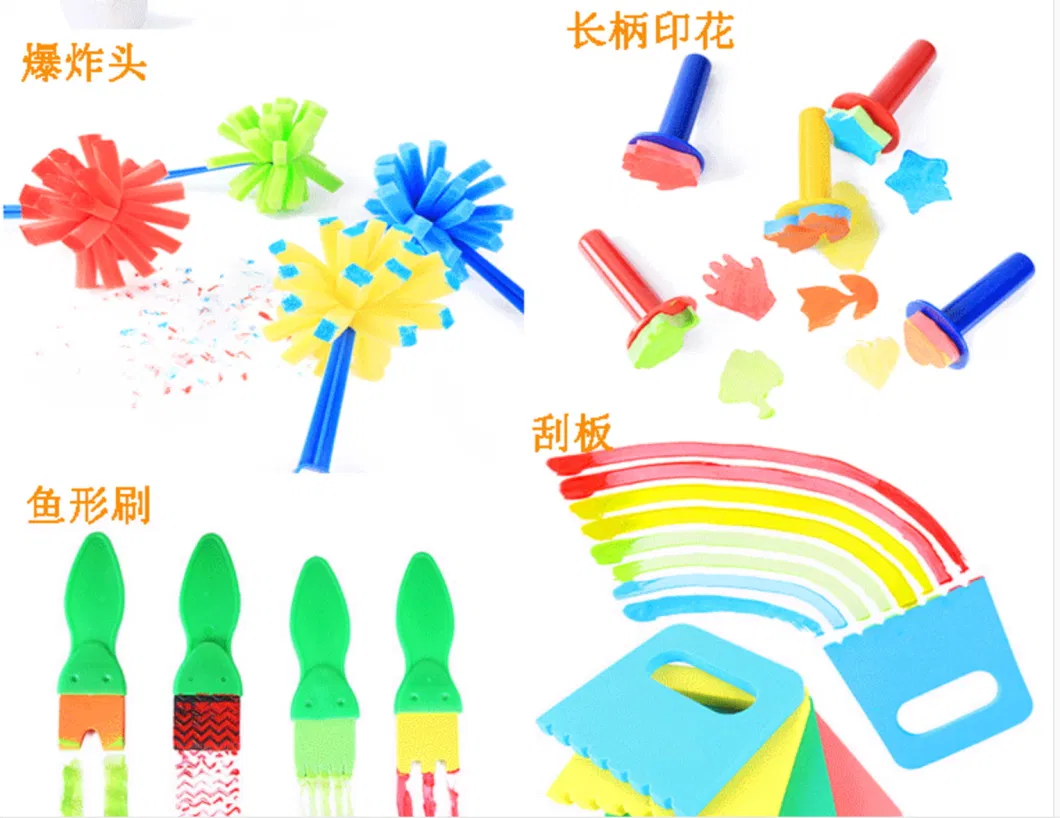 Seals DIY Stamp Plastic Handle Paint Brush for Children Graffiti and Painting Sponge