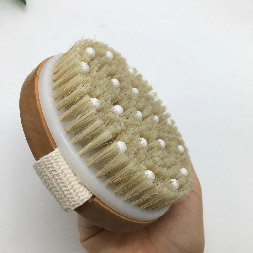 Wood Body Bath Shower Round Massage Brush