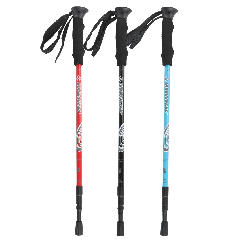 Wholesale 3-Section Telescopic Folding Aviation Aluminum 6061/7075 Tracking Walking Hiking Sticks Trekking Poles