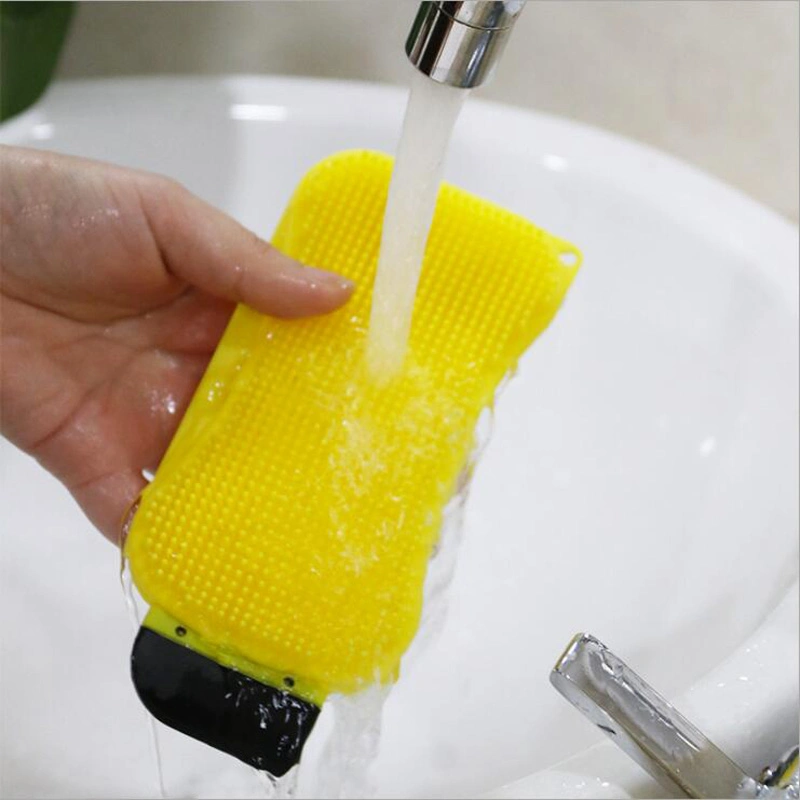 Multifunctional Silicone Sponge Dish Washing Scrubber Scraper Built-in Soap Dispenser Food Grade Anti-Bacterial Cleaning Tool Kitchen Gadgets Brush Esg11989