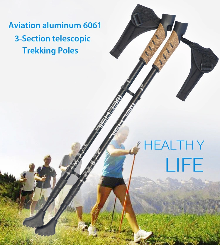 Adjustable Alpenstock Walking Stick Anti-Skid Telescopic Aluminum Hiking Stick Lightweight Mountaineering Cane Trekking Poles