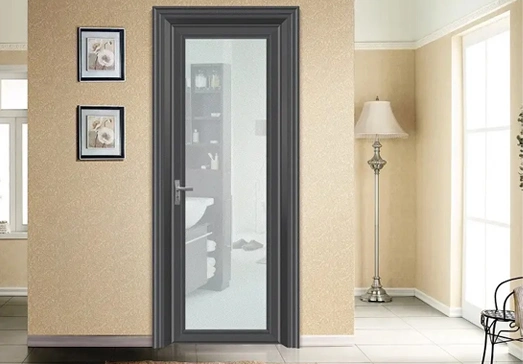 Modern Solid Core Indoor Bathroom Room Swing Door Glass Door Anti-Theft Aluminum Frame with Handle Lock Casement Door