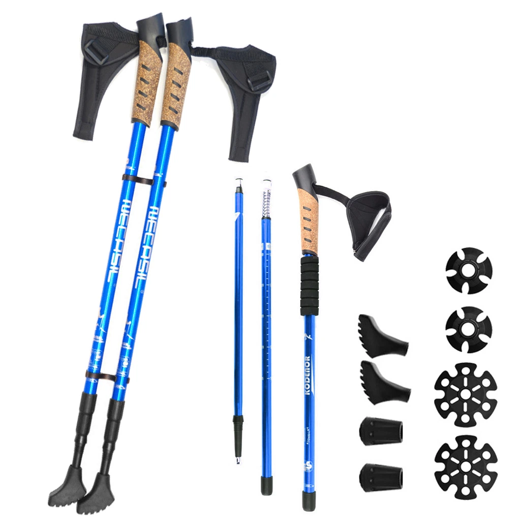 Adjustable Alpenstock Walking Stick Anti-Skid Telescopic Aluminum Hiking Stick Lightweight Mountaineering Cane Trekking Poles