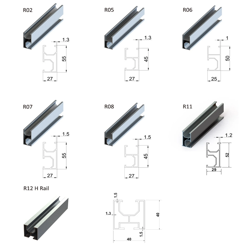 6005 Aluminum Hook MID End Clamp Mounting Bracket Rails Frame