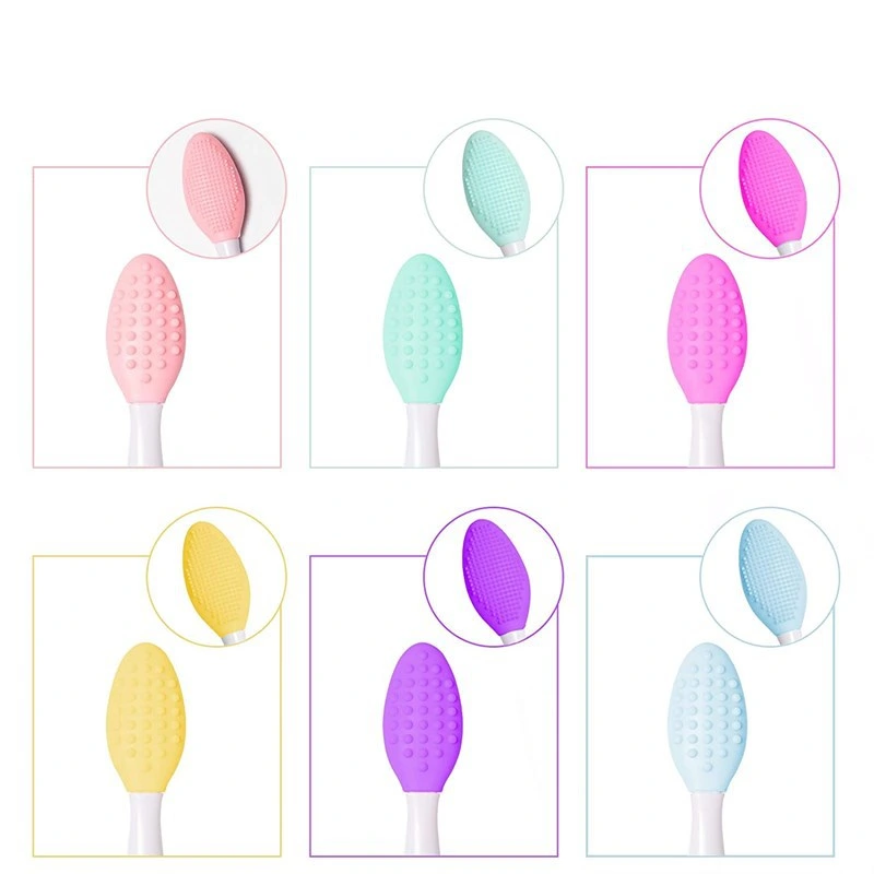 Exfoliating Lip Brush Nose Cleaning Brush Double-Side Soft Silicone Lip Scrub Cosmetic Silicone Brush