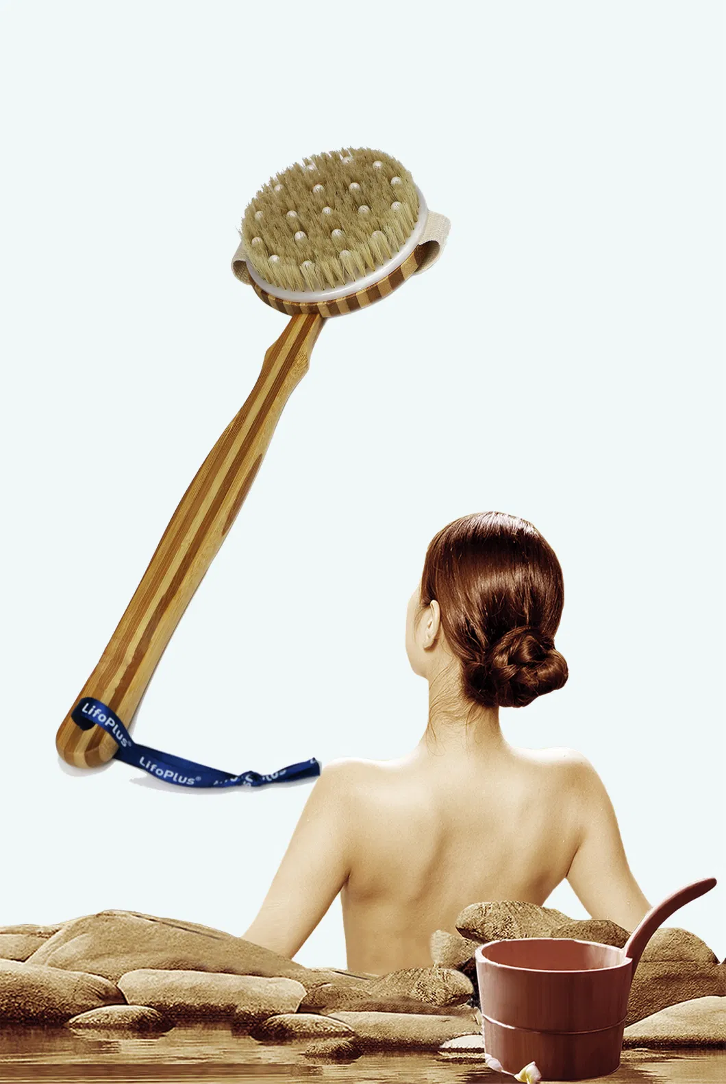 Disassembly Head Bamboo Bath Brush with Massage DOT Skin Scrub Exfoliating Scrubber Back Shower Body Bath Brush