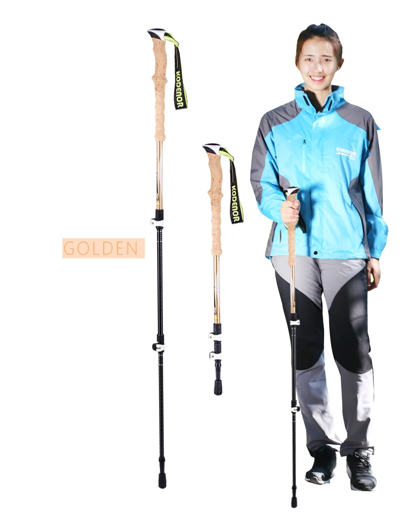 Outdoor 135cm Quick Take-off Strap EVA Grip Telescopic Hiking Stick Trekking Poles 7075 Aluminium Alloy Nordic Walking