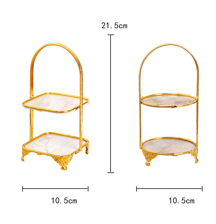 Metal Gold Wedding Cake Display Tray Cake Stand 2 and 3 Tier Dessert Stand for Party