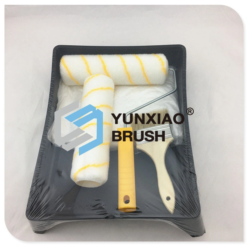 Yunxiao American Style Paint Roller Frame Zinc Plate Frame with 4 Cages Yellow Plastic Handle