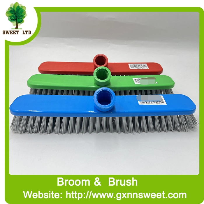 Hard Fiber Brush Push Brush Plastic Broom Brush for Outdoor Floor Clean Sweepers with Wooden Broom Handle Mop Stick Wood Stick Long Handle