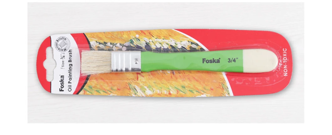 Foska Blister Card Packing Wooden Handle Bristle Artist Brush