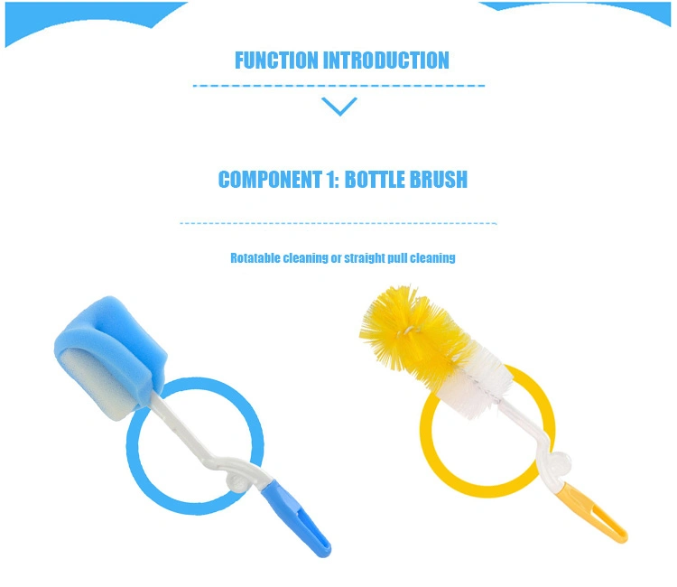 7PCS Infant Bottles Cleaning Tools Baby Nipple Sponge Cleaning Brush