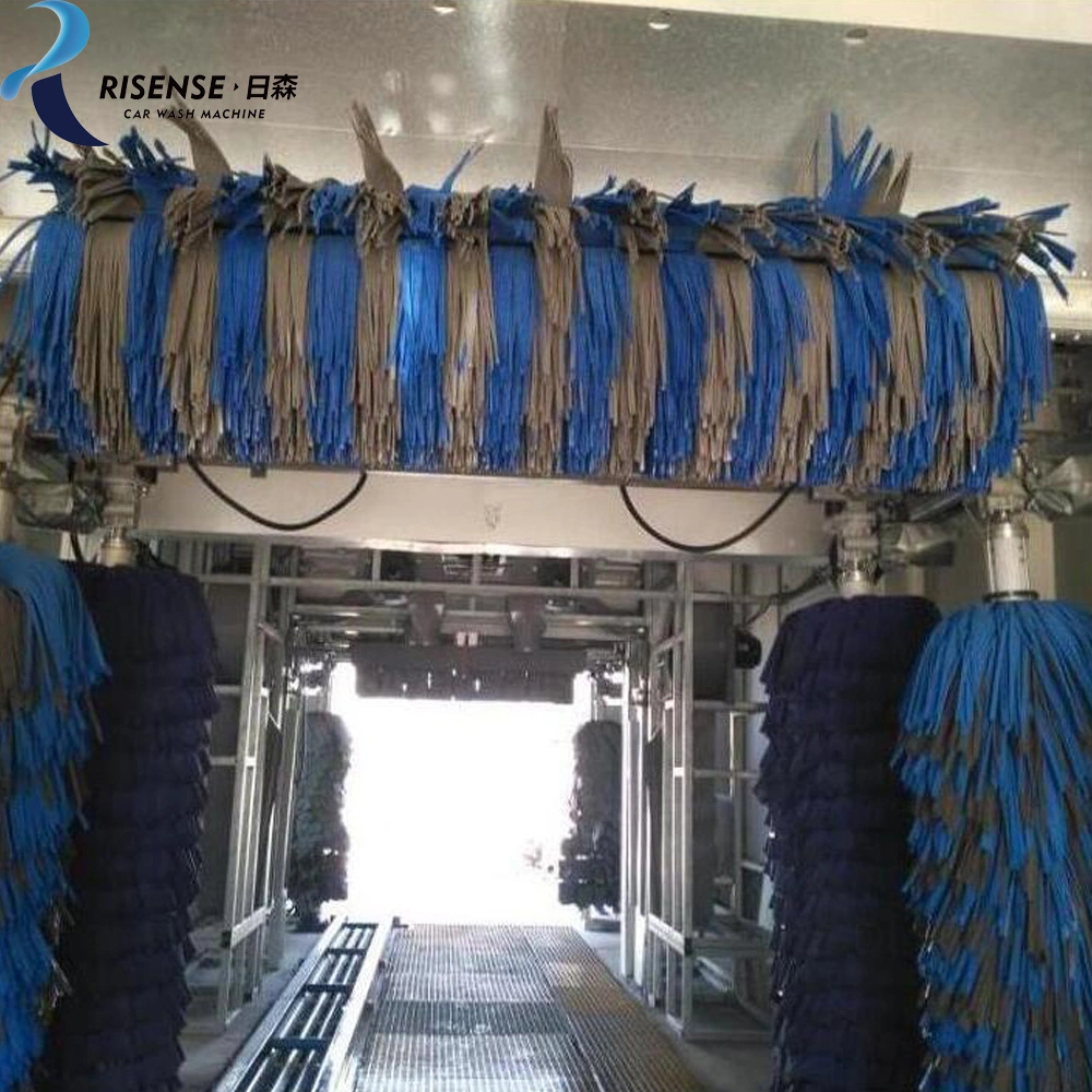 qingdao risense full automatic tunnel car wash equipment 7 brushes for sale