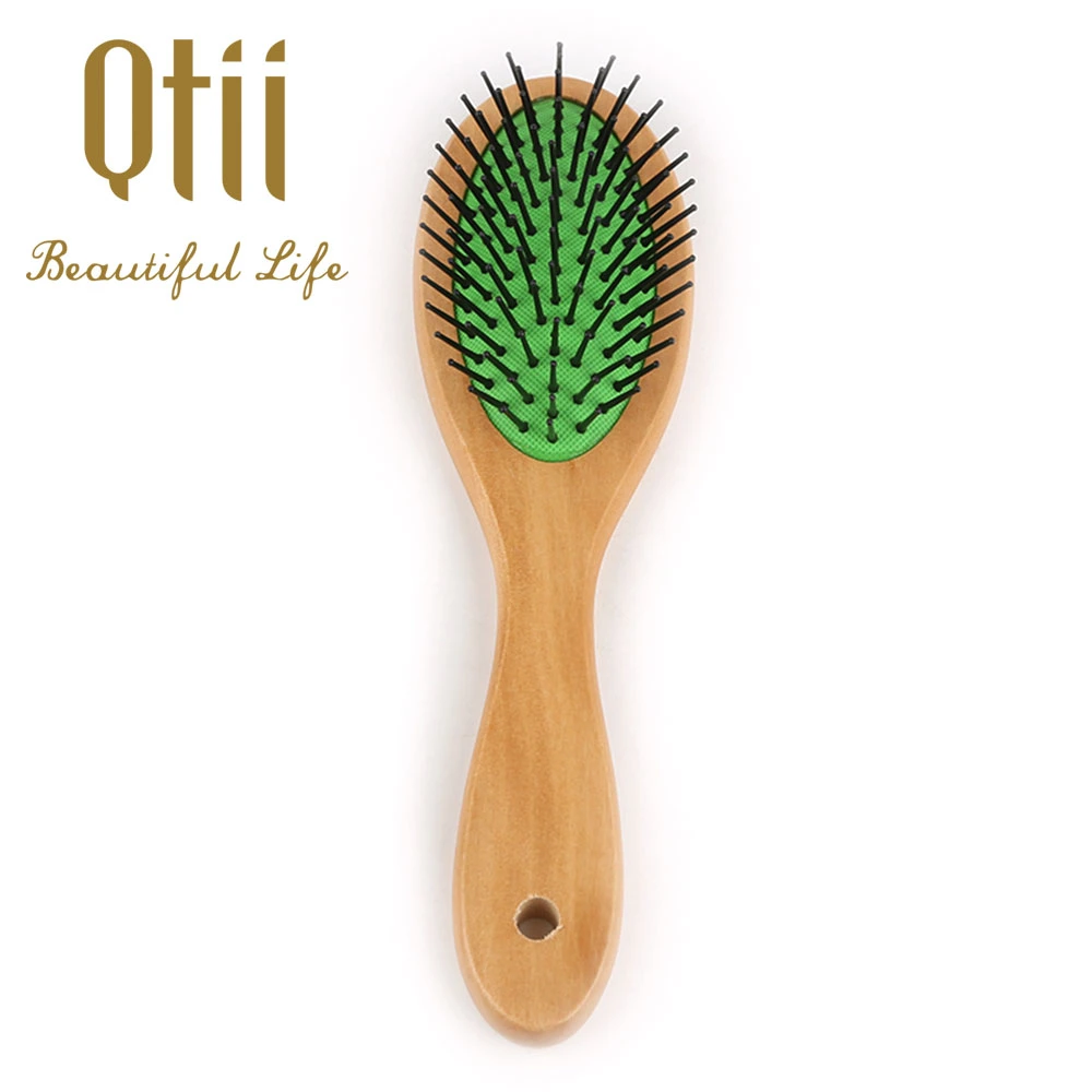 Oval Shape Anti-Static Nylon Bristle Massage Wooden Hair Brush for All Hair Type