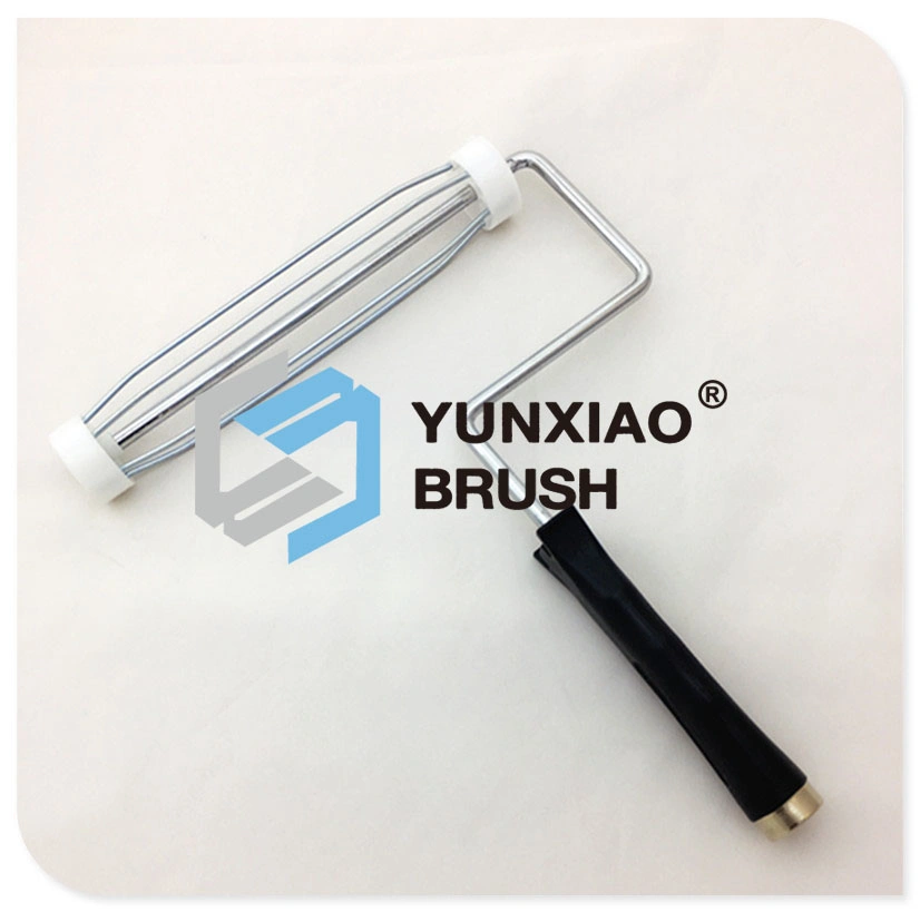 Yunxiao American Style Paint Roller Frame Zinc Plate Frame with 4 Cages Yellow Plastic Handle