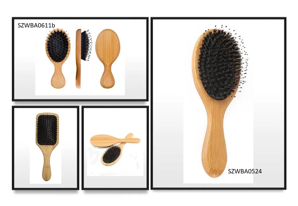 22mm Eco Friendly Oval Shampo Natural Babmoo Paddle Hair Brush Bathroom Accessories