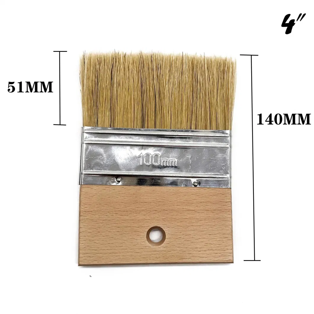 Pure Hog Bristle Beech Wooden Short Handle Paint Brush 3&quot; 4&quot; 5&quot; Wall Wallpaper Brush Professional Wall Paint Brush