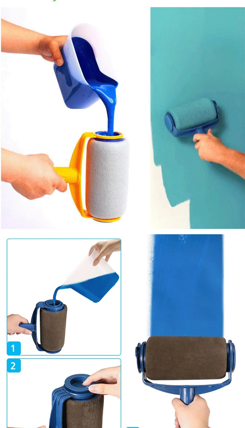 6PCS Set Household Sponge Paint Roller with Adjustable Handle