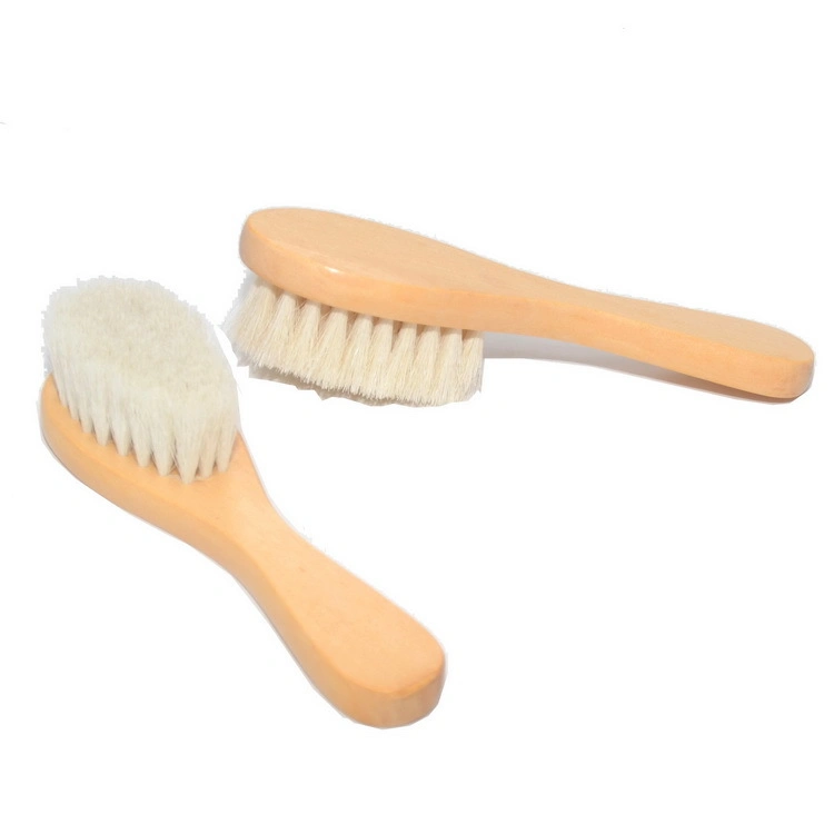 Baby Hair Brush Bath Brush with Wooden Handle and Super Soft Goat Bristles for Newborns &amp; Toddlers