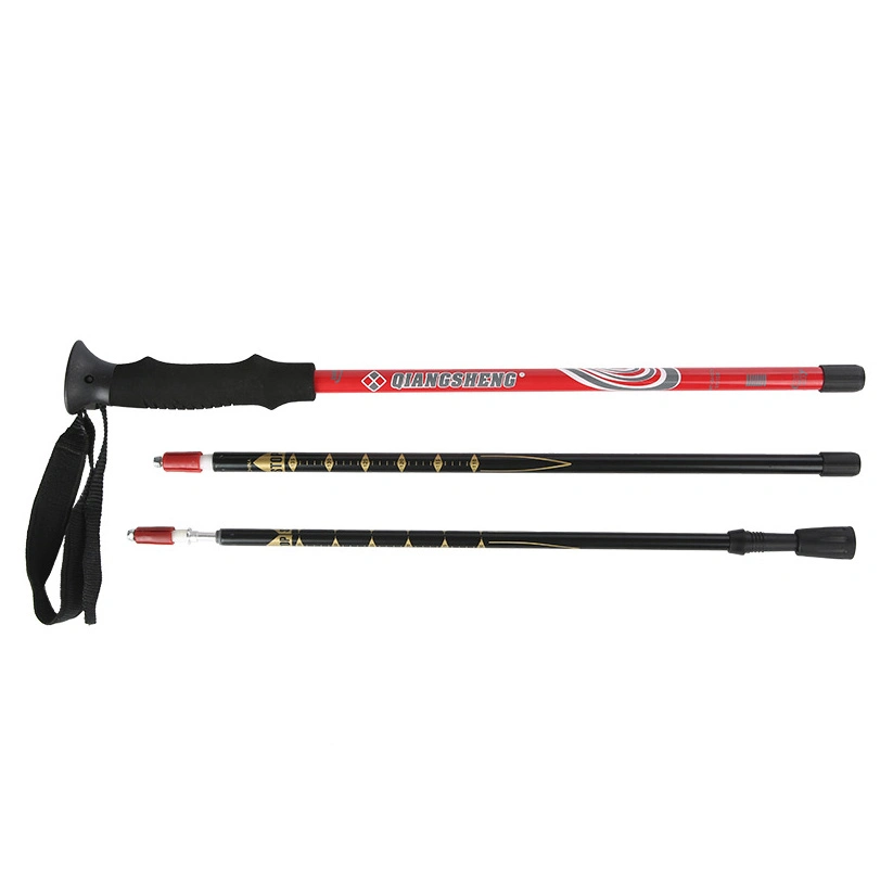 Wholesale 3-Section Telescopic Folding Aviation Aluminum 6061/7075 Tracking Walking Hiking Sticks Trekking Poles