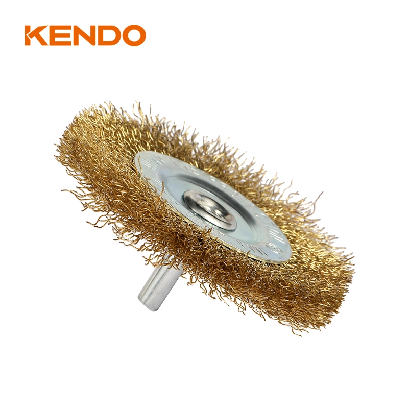 Kendo Crimped and Copperized Wire Mounted Wheel Brush Best for Working at Hard-to-Reach Areas, Such as Corners, Edges, Grooves and All Kinds of Recesses