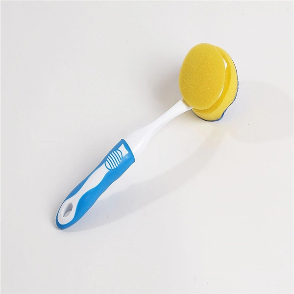 Long Handle Plastic Dish Cleaning Brush with Double-Faced Sponge