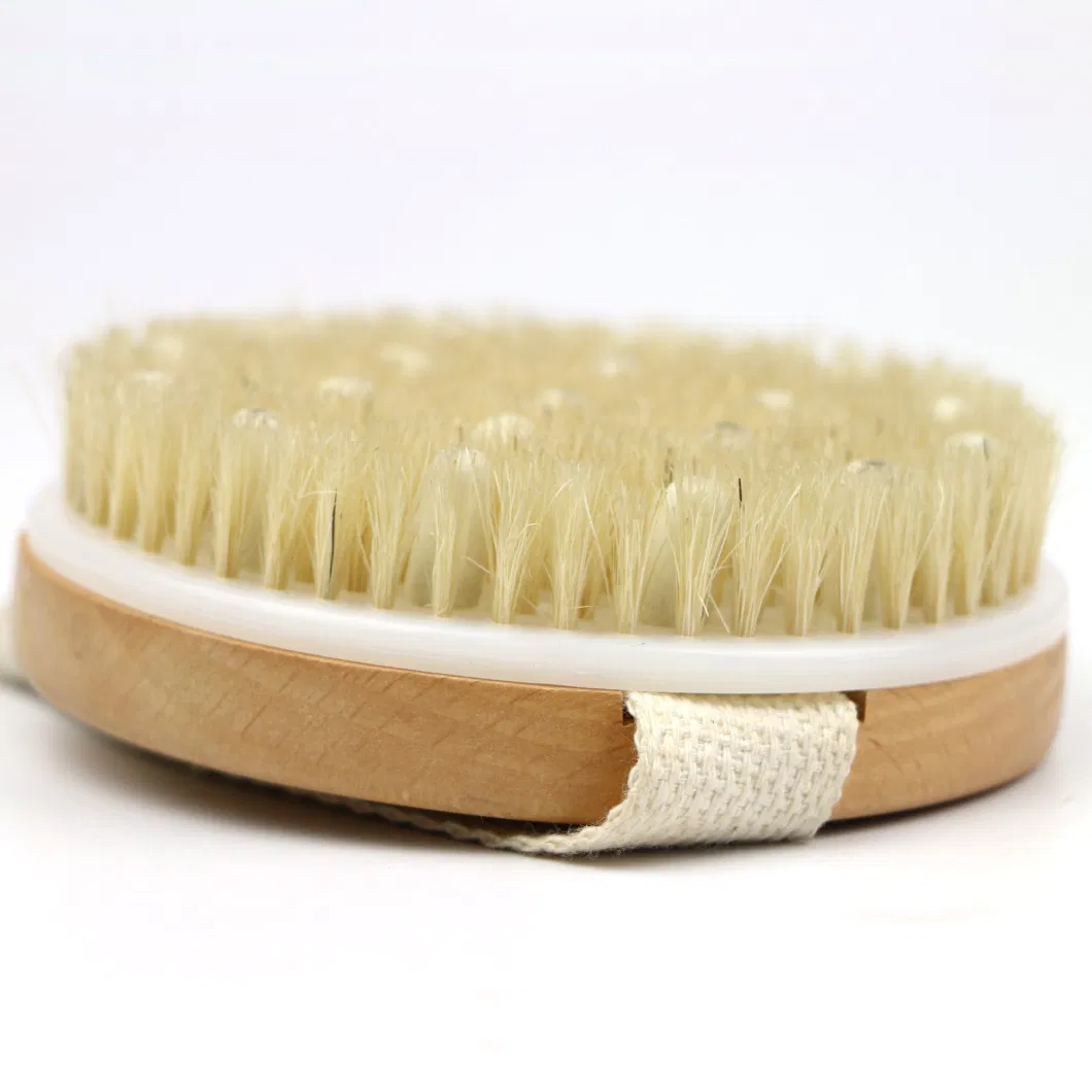 Round Shape Wooden Massager Brush with Plastic DOT and Belt