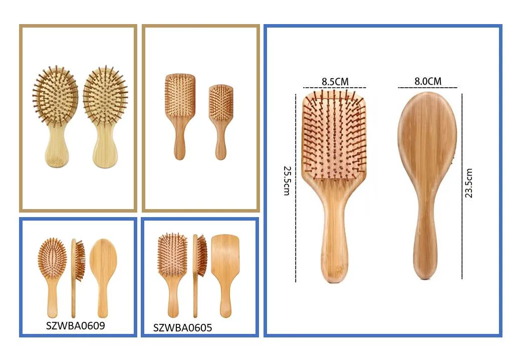 22mm Eco Friendly Oval Shampo Natural Babmoo Paddle Hair Brush Bathroom Accessories