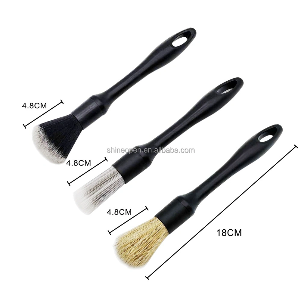 Shineopen 3PCS Set Car Detailing Brush Long Car Interior Cleaning Soft Brush Detailing Cleaning Brushes Set