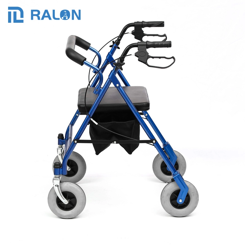 China Wholesale 2023 Hot Sales 4 Wheesl Medical Rolling Roller Walker with Soft Seat