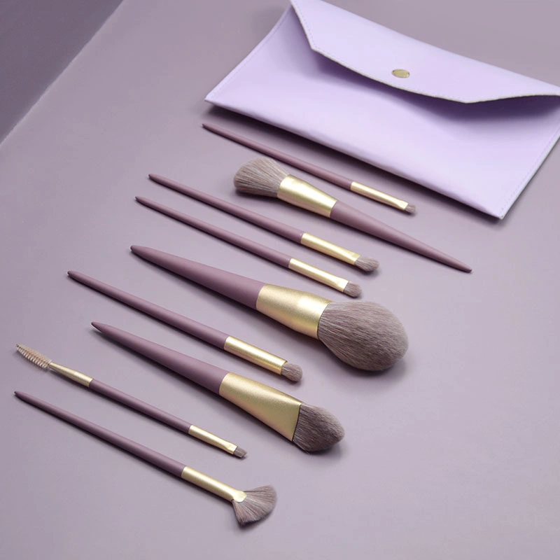 Basic Customization Purple Handle 9PCS Makeup Brush Set Professional Brush